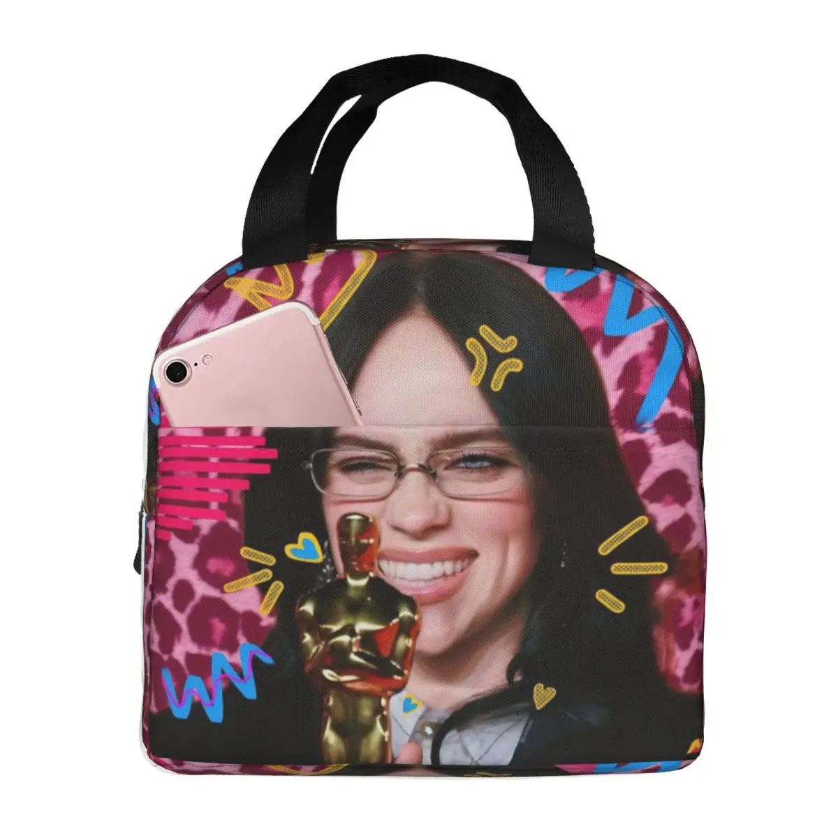 

Изолированный ланч-бокс B-Billie-Girl E-eilish Контейнер для обеда американской певицы INS Модный холодильник Термальный ланч-бокс для работы