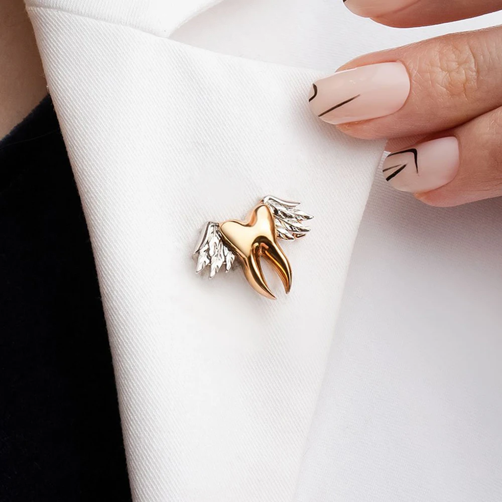 Dental Creative Tooth with Wing Brooch Medical Dentist Lapel Backpack Teeth Badge Pins Medicine Jewelry for Dcotor Nurse