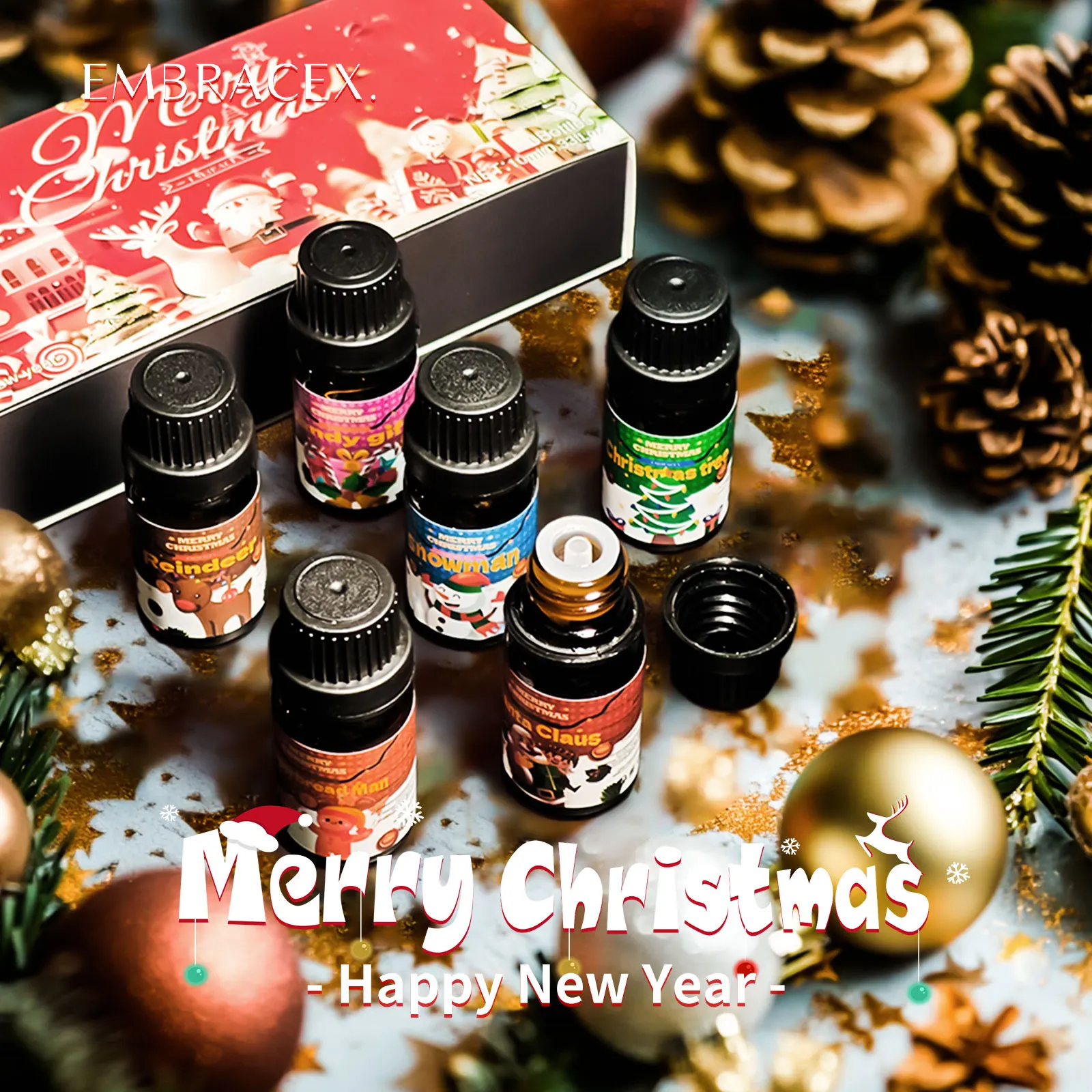 

6 шт./1 шт., 10 мл, эфирное масло с Рождеством для изготовления ароматизаторов свечей, мыла и диффузного аромата, подарочный набор, подарок друзьям/ родителям