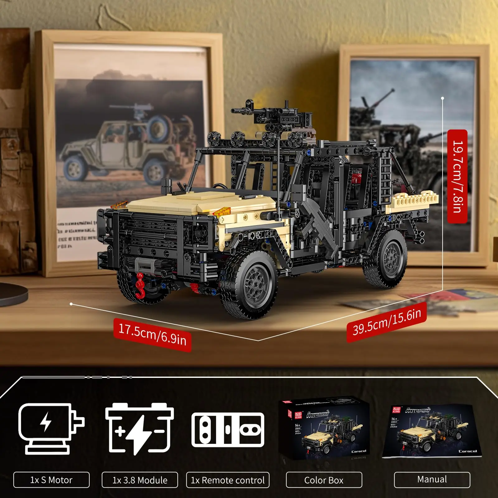 Mould King 20041/20042 Giocattoli per auto tecniche Il veicolo RC Caracal Building Blocks Assemblaggio Auto militare Mattoni Regalo di Natale per bambini