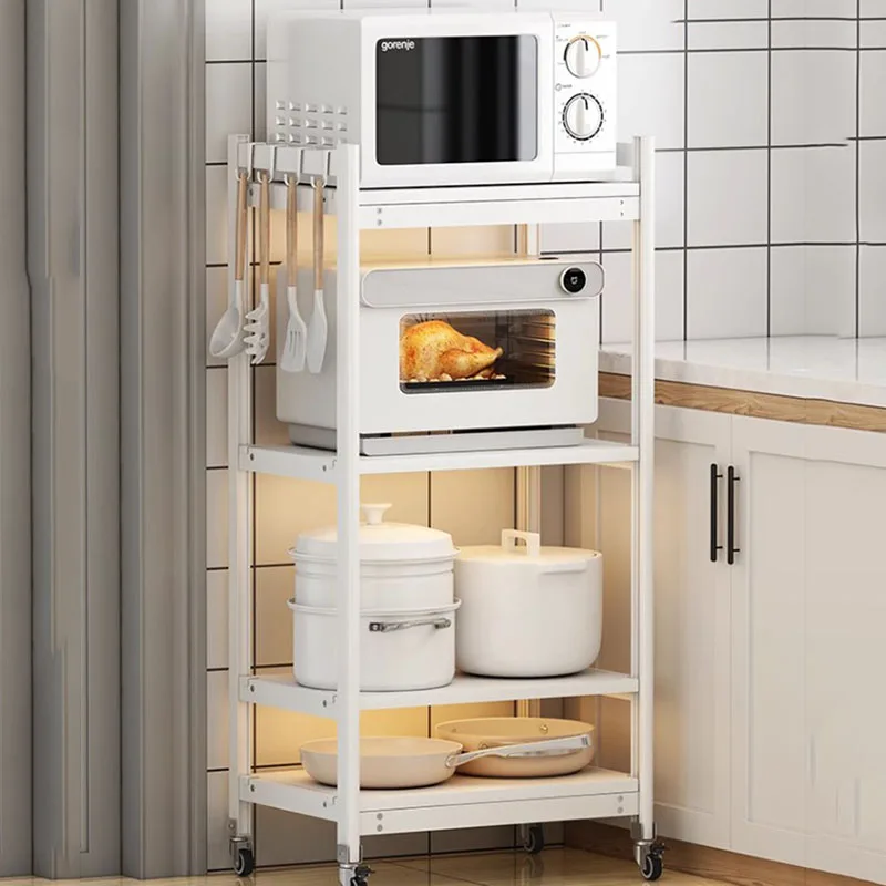 Household Aluminum Kitchen Trolley Snack Cart Utility Rolling Kitchen Trolley Shelf White Carro Organizador Con Ruedas Furniture