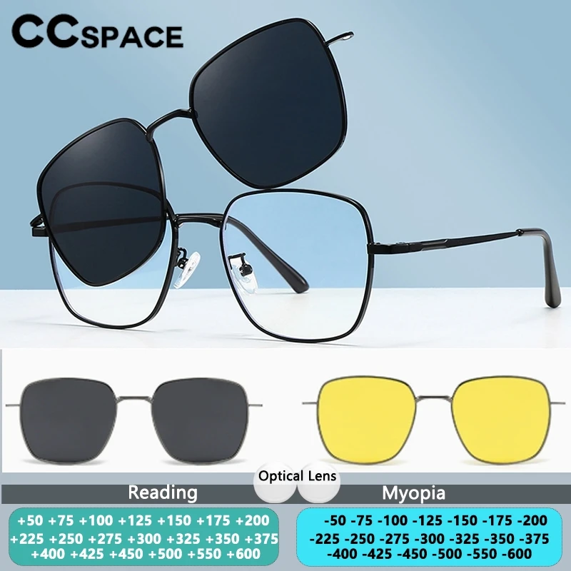 Metallbrille für Herren mit Sehstärke Minus -0,5 -1 -125 -3,5, Clip-On Magnetische Polarisierte Sonnenbrille, Blaulichtfilter Computerbrille
