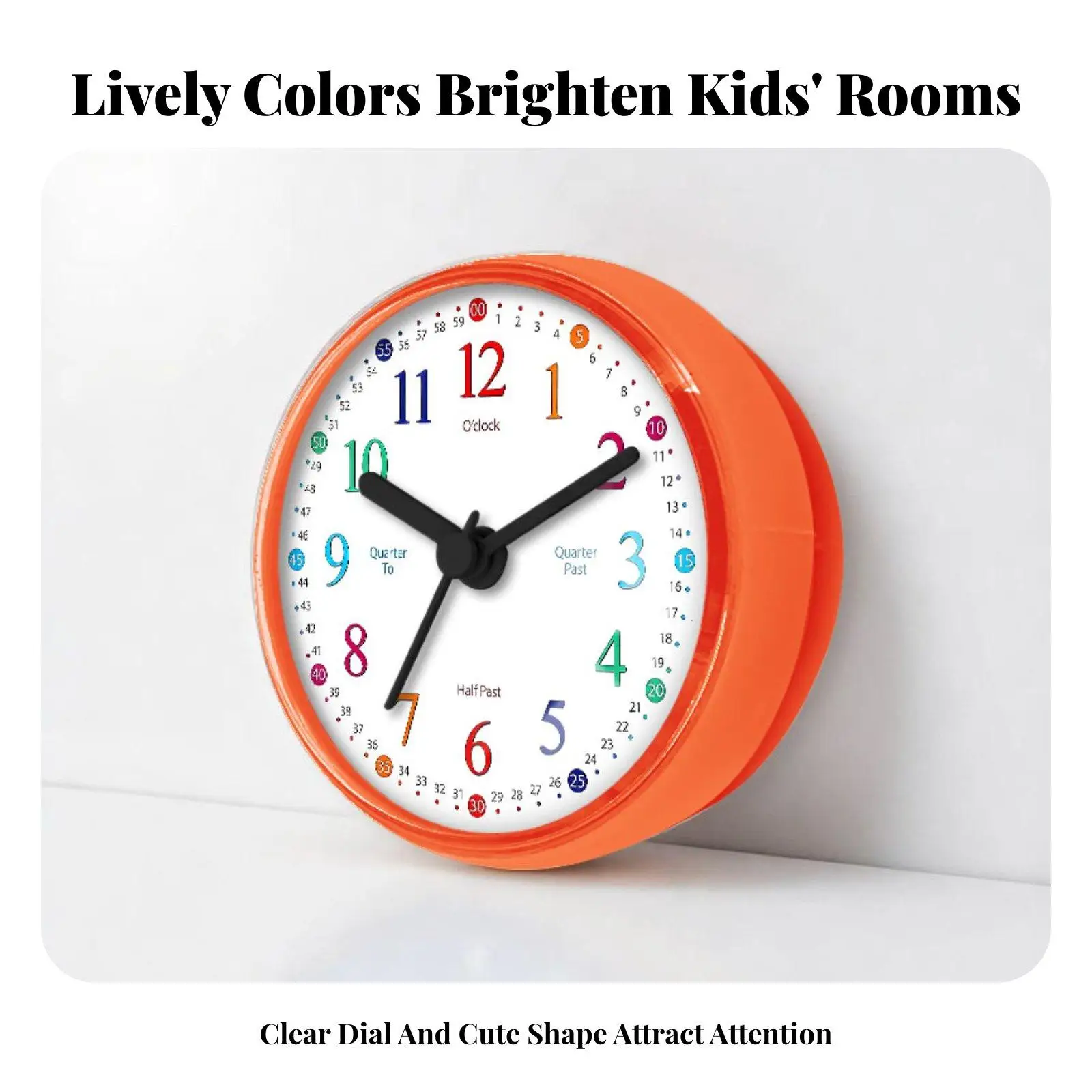 Early Education Suction Clock for Kids Waterproof Bathroom Wall Watch Fog Proof for Kitchen Study Room