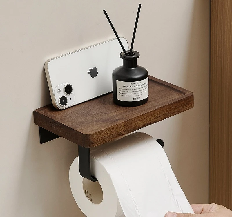 Walnut Tissue Holder Bathroom Toilet Paper Storage Rack Toilet Paper Stand Toilet Roll Holder for Home