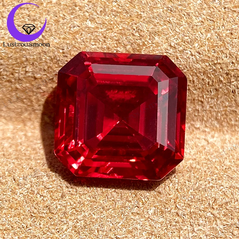 أعلى جودة مختبر نمت روبي الأحجار الكريمة VVS Asscher قطع ممتازة الاصطناعية روبي حجر الماس فضفاض حدد شهادة AGL