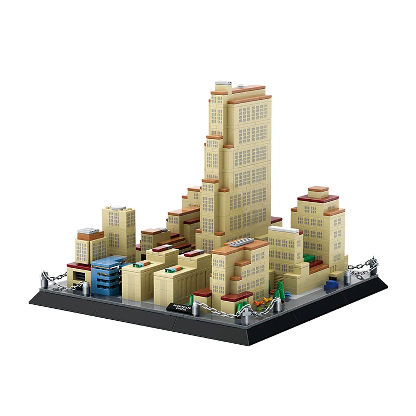 United States New York Manhattan Famous Architecture Rockefeller Business Center Building Block Model Brick Construction Toy