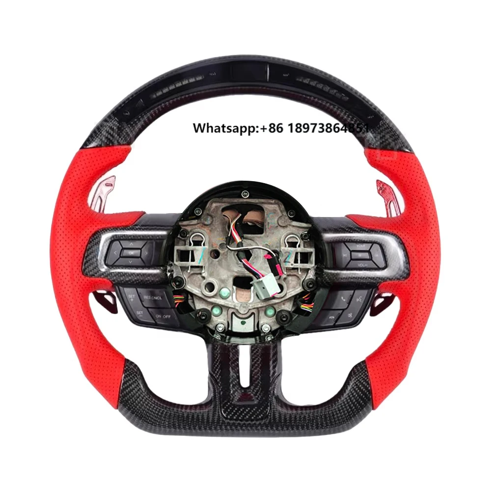 

Factory Custom Led Display Alcantar Carbon Fiber Sport Car Steering Wheel for Ford Mustang