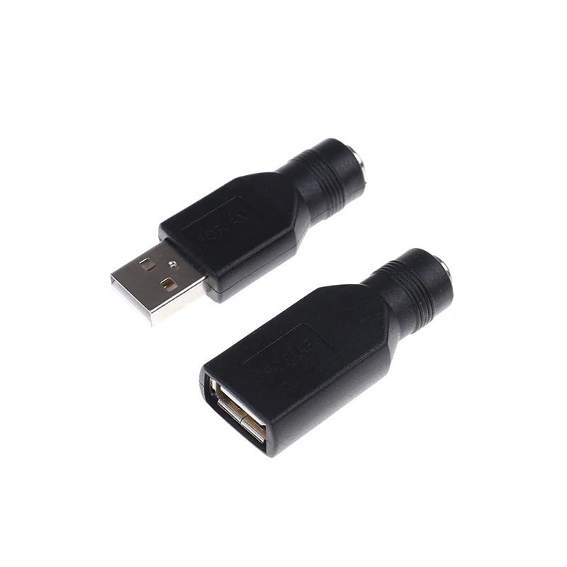 

Female Jack To USB 2.0 Male Plug / Female Jack 5V DC Power Plugs Connector Adapter Laptop 5.5*2.1mm Black Color