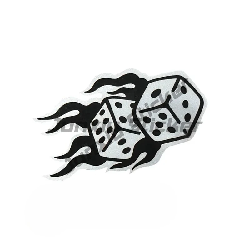 Retro Flame Dice Stickers for Cars and Motorcycles Triangular Window Fuel Tank