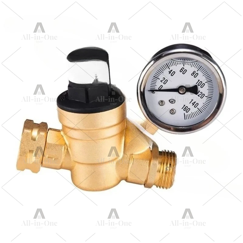 Water Pressure Regulator Threaded RV Accessories Adjustable Lead-Free Brass Gauge Pressure Reducing Valve