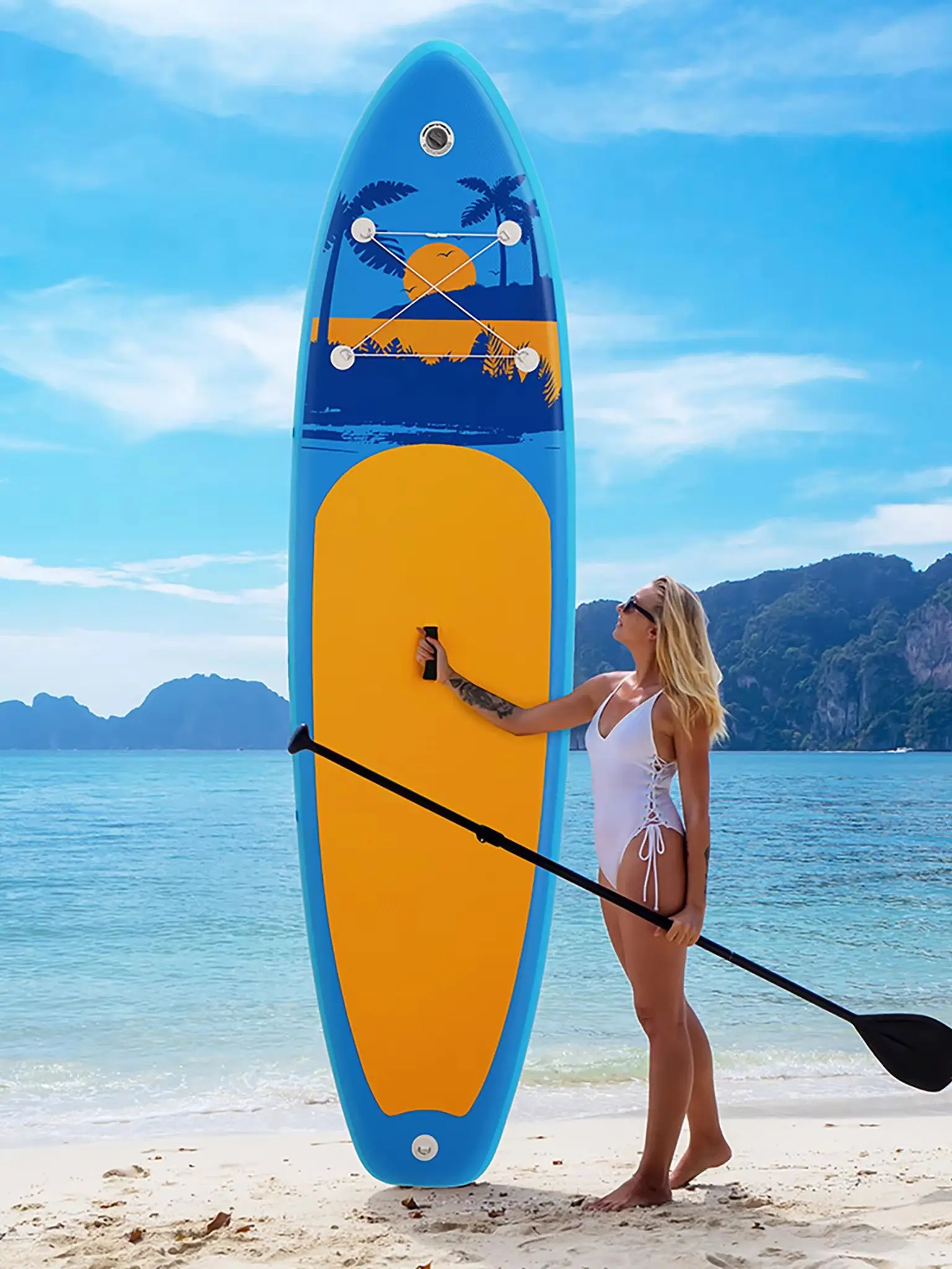 SUP Aufblasbares Paddleboard, Outdoor-Wasserstation, 320–350 cm, leicht zu transportieren, geeignet für Outdoor-Wasseryoga, Angeln, Fitness, Familienreisen, mit Zubehör, ideal für Anfänger. Mehrere