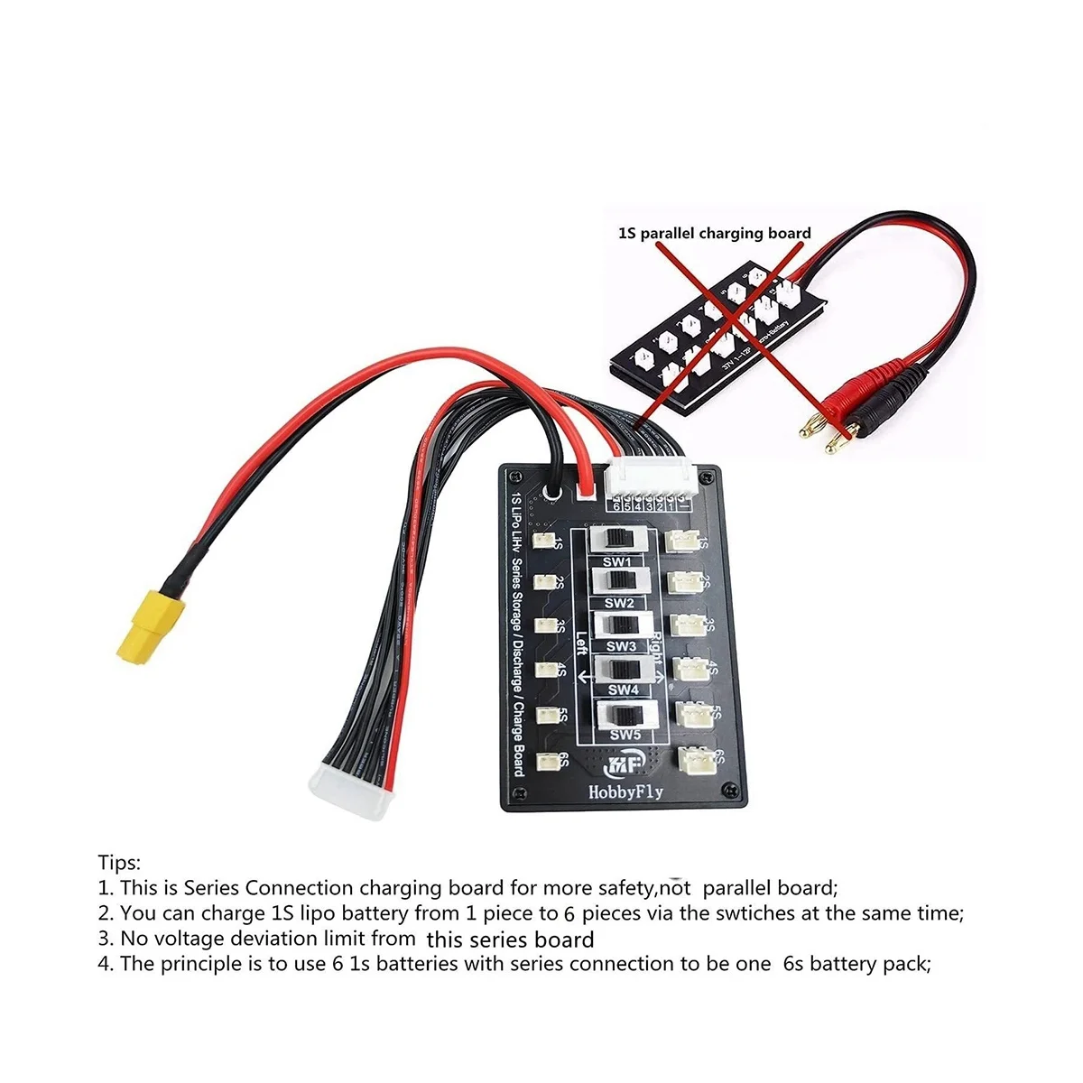 1S Traversing Machine Lithium Battery Charging Board Serial Punching Board Aircraft Model 6-Way BT2.0 and PH2.0 Socket