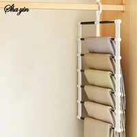 Cintre à pantalon pliable, multi-niveaux, clips antidérapants, organisateur de placard gain de place pour le rangement des pantalons, système de suspension pliable 4