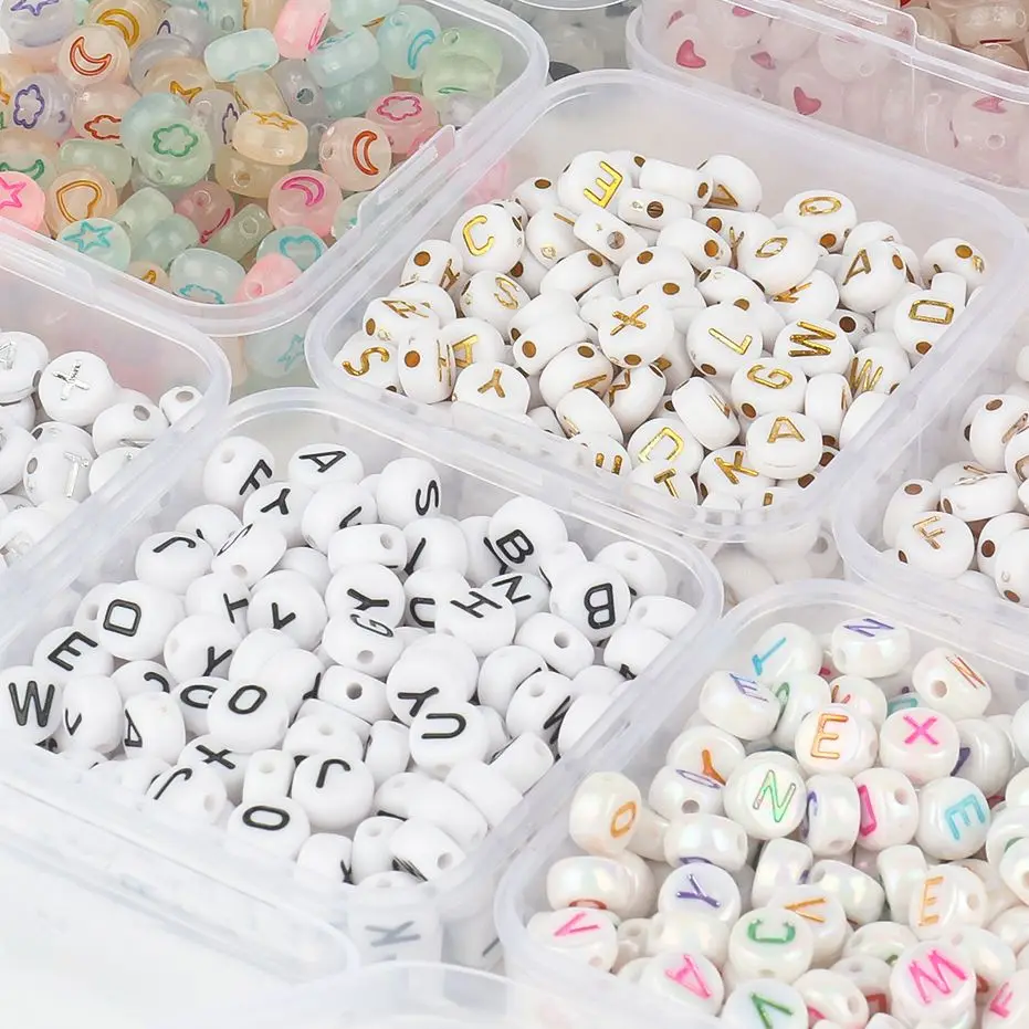 100pcs 7x4mm 6x6mm Mixed heart Alphabet Letter Beads Charms Beads for Making Jewelry Diy Handmade Bracelets Accessories