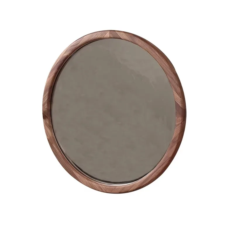 #Wood Vanity Universal Mirror Round Designer Vintage Bedroom Home Mirror Cozy Bathroom Aesthetic Dekoracje Do Pokoju Home Decor