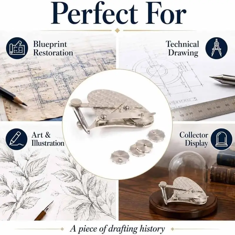 Vintage Precision Dotting Pen Set Dual Mode Mechanical Gear Ruling Pen Roller Wheel Drawing Dashed Scriber