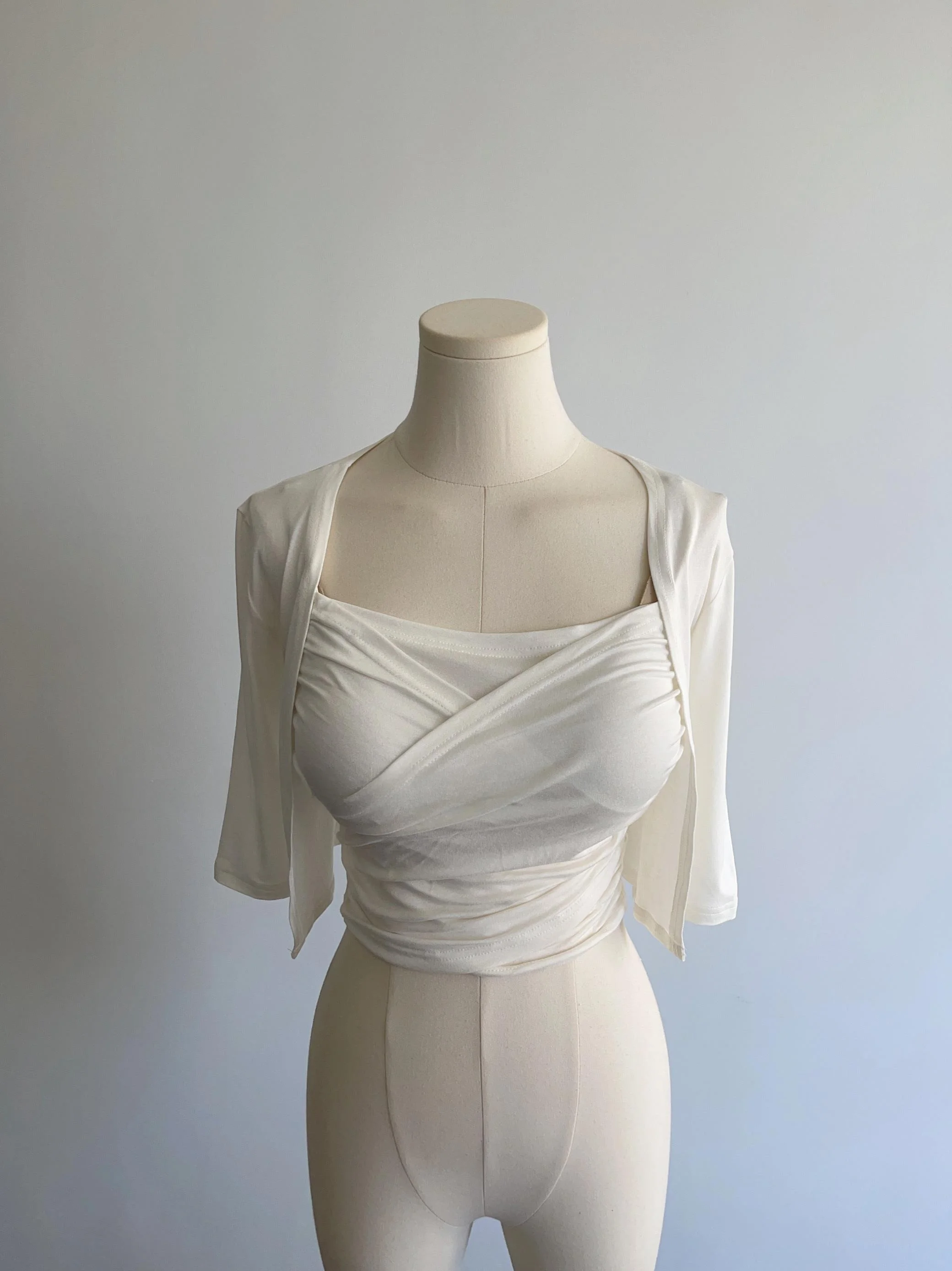 51STUDIO Slimming Fashion Set Sexy Pleated Strap Vest Sleeve Cardigan Two-Piece Set Women's Premium Fashion Ensemble