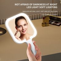 Fill Light LED Makeup Mirror Square/Round 3 Color Dimmable Lights Portable Vanity Mirror Hand-held Adjustable Brightness