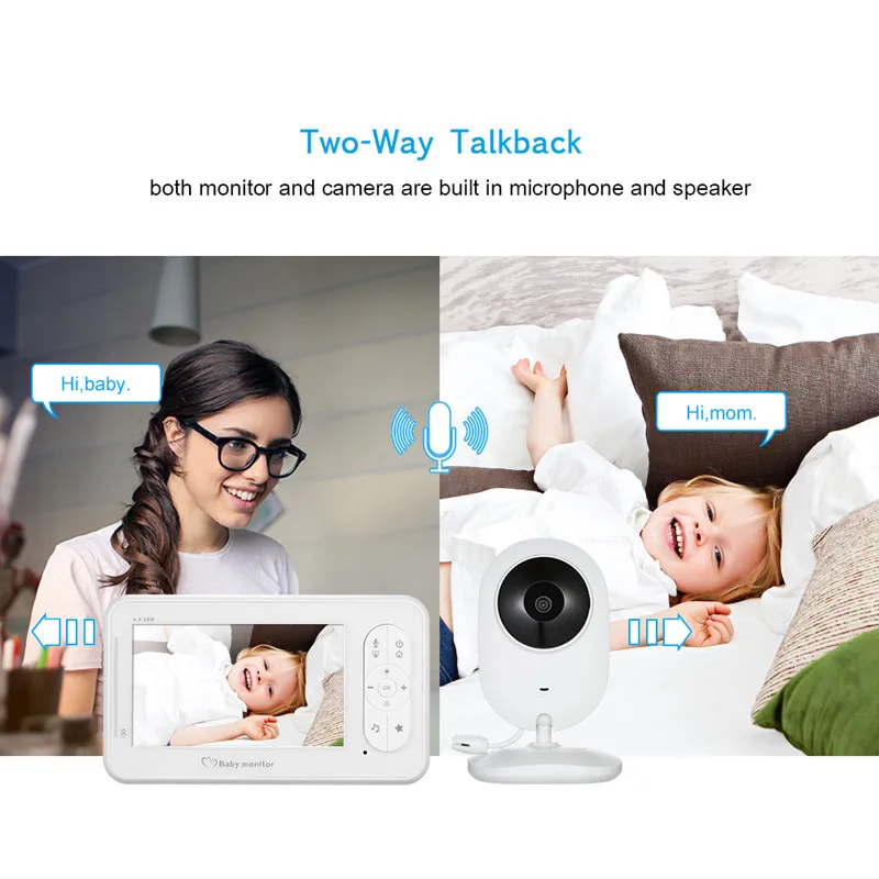

4.3Inch Screen Temperature Monitoring Feeding Alarm Intercom Baby Monitor Night Vision BabySitter Camera