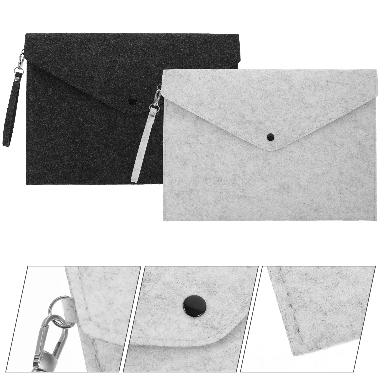 4 Pcs Storage Bag Holder Felt Lined Document Folders with Snap Type File Briefcase Loop Travel