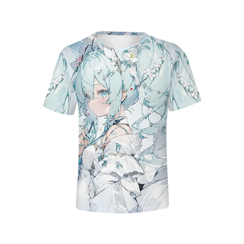 Футболка с короткими рукавами для взрослых с 3D цифровым принтом и рисунком девушки манги.