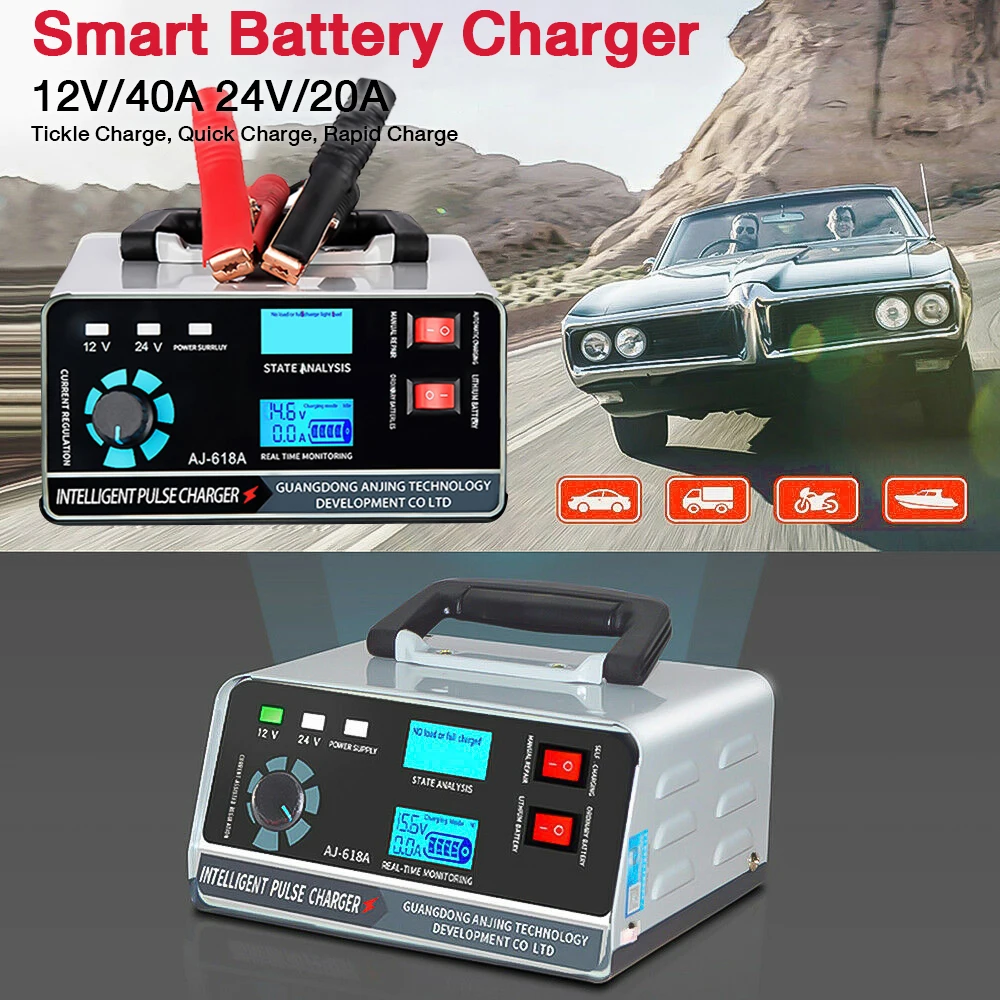 

12V/24V Car Battery Charger Large Power 400W Battery Charger Trickle Smart Pulse Repair for Car SUV Truck Boat Motorcycle