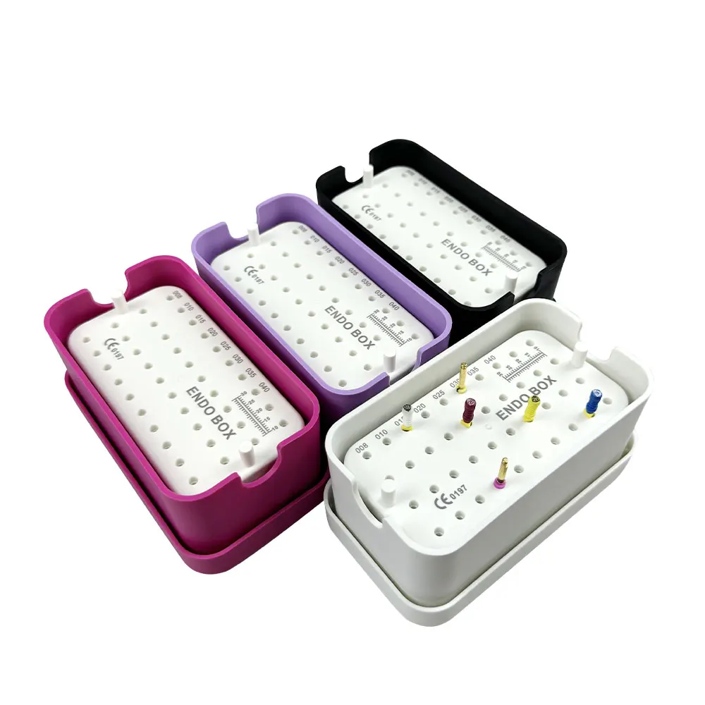 5Box 40Hole Dental Disinfection Box Dental Files Organizer Holder Stand Autoclave Sterilization Storage Case Dentistry Lab Tools