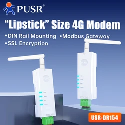 PUSR DIN Rail 4G lte Modem with SIM Card Serial RS485 to 4G Cellular Modbus Gateway Cat1 MQTT SSL