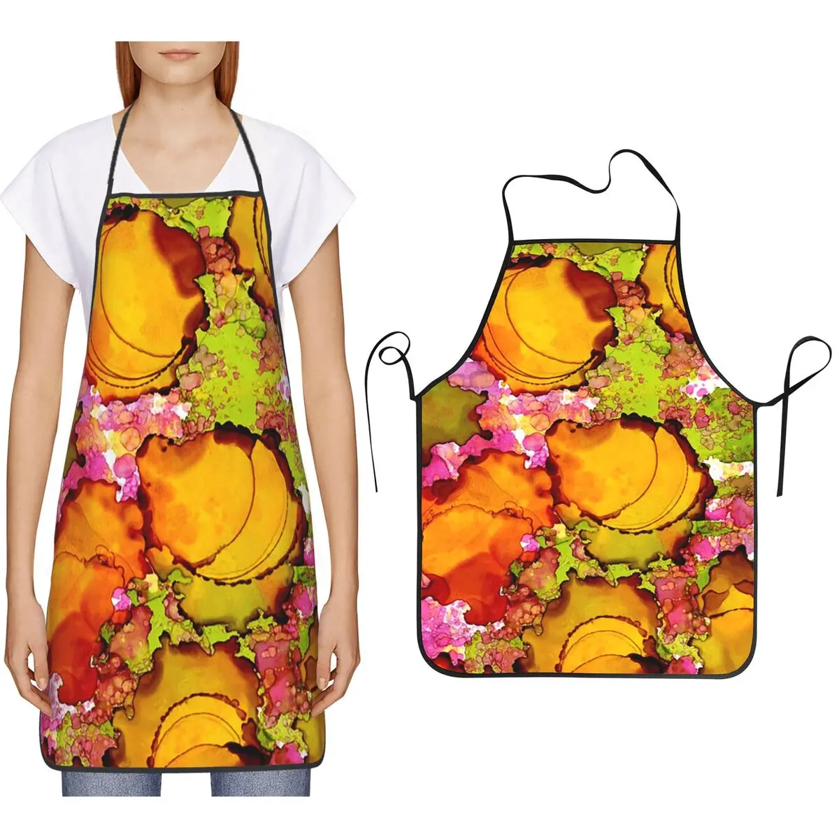 

Яркие и красочные персиковые садовые фартуки для салата, садовые фартуки для шеф-повара, приготовления пищи, выпечки, нагрудник без рукавов, кухонный сарафан для уборки для женщин и мужчин
