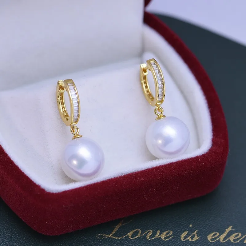 

ED68 Lefei Fashion Trendy Luxury 11-12mm Strong Luster Few Flaw Freshwater Pearl Simple Circle Earrings Women 925 Silver Jewelry