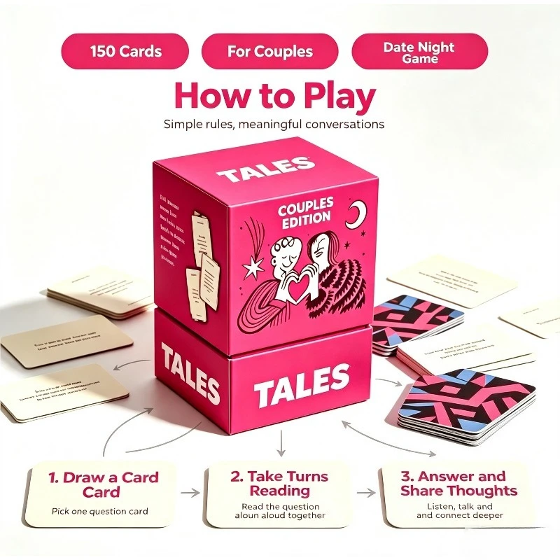 •Couples Edition 150Pcs Conversation Cards Couple Dating Night Game Romantic Question Card Gift for Anniversary Valentine
