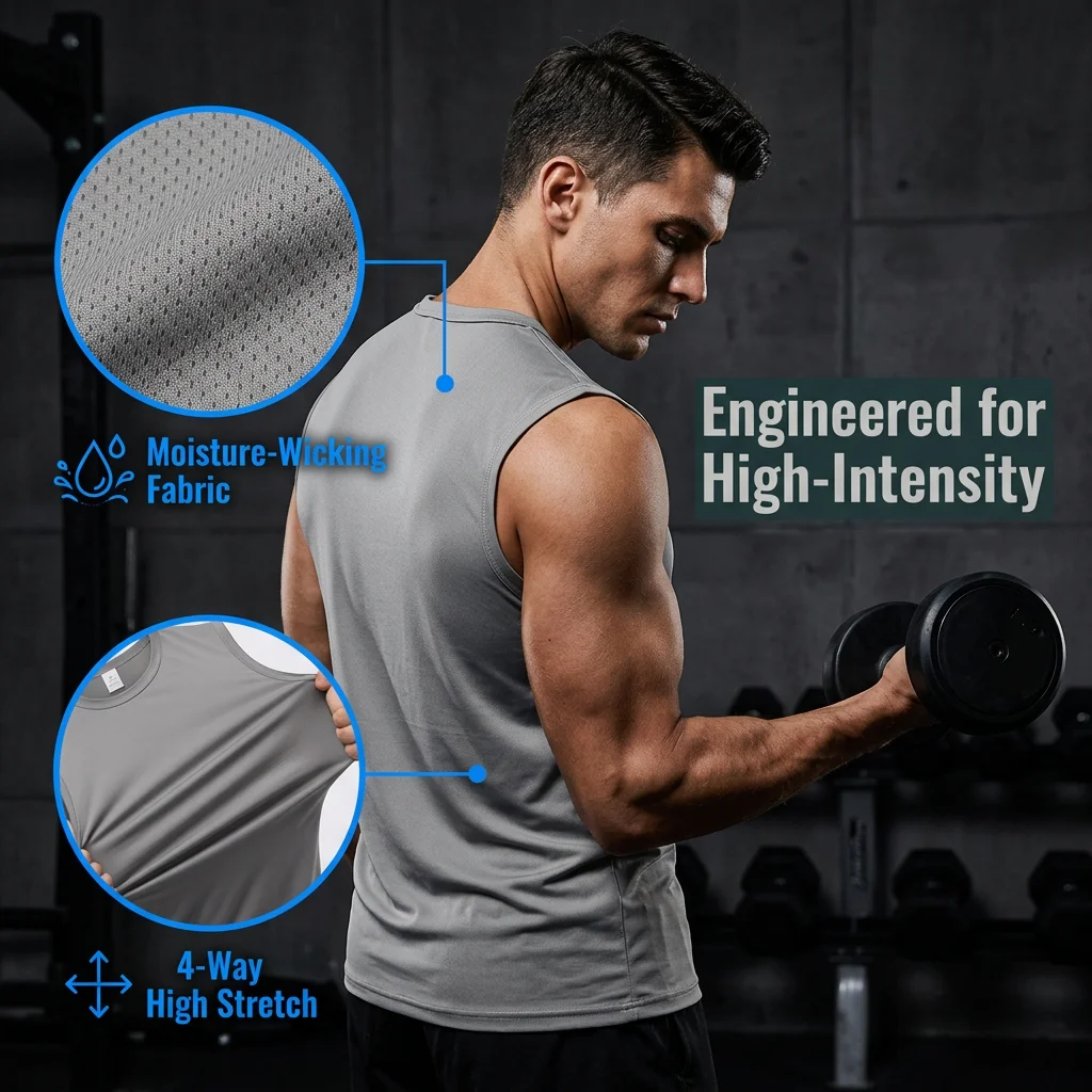 Quick Dry Athletic Tank Top Custom Embroidered Logo Men Sleeveless Shirt 100% Polyester Mesh Breathable Running Gym Workout Vest