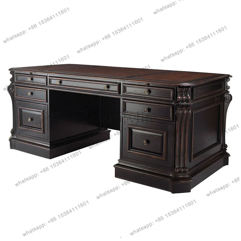 XX American country solid wood desk, French simple modern retro writing desk desk