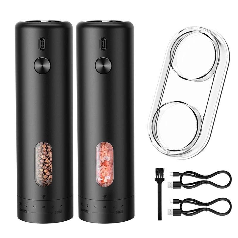 Electric Salt and Pepper Grinder Set - USB Rechargeable Automatic Salt and Pepper Mill, Salt and Pepper Shakers Set-A51M