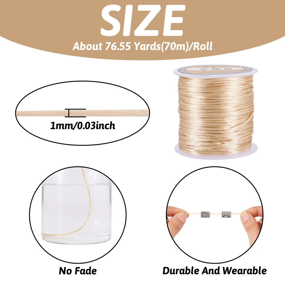 70m 25Colors 1mm Nylon Thread Cord Chinese Knot Macrame Satin Cord Bracelet Necklace Braided String DIY Beading Jewelry Making