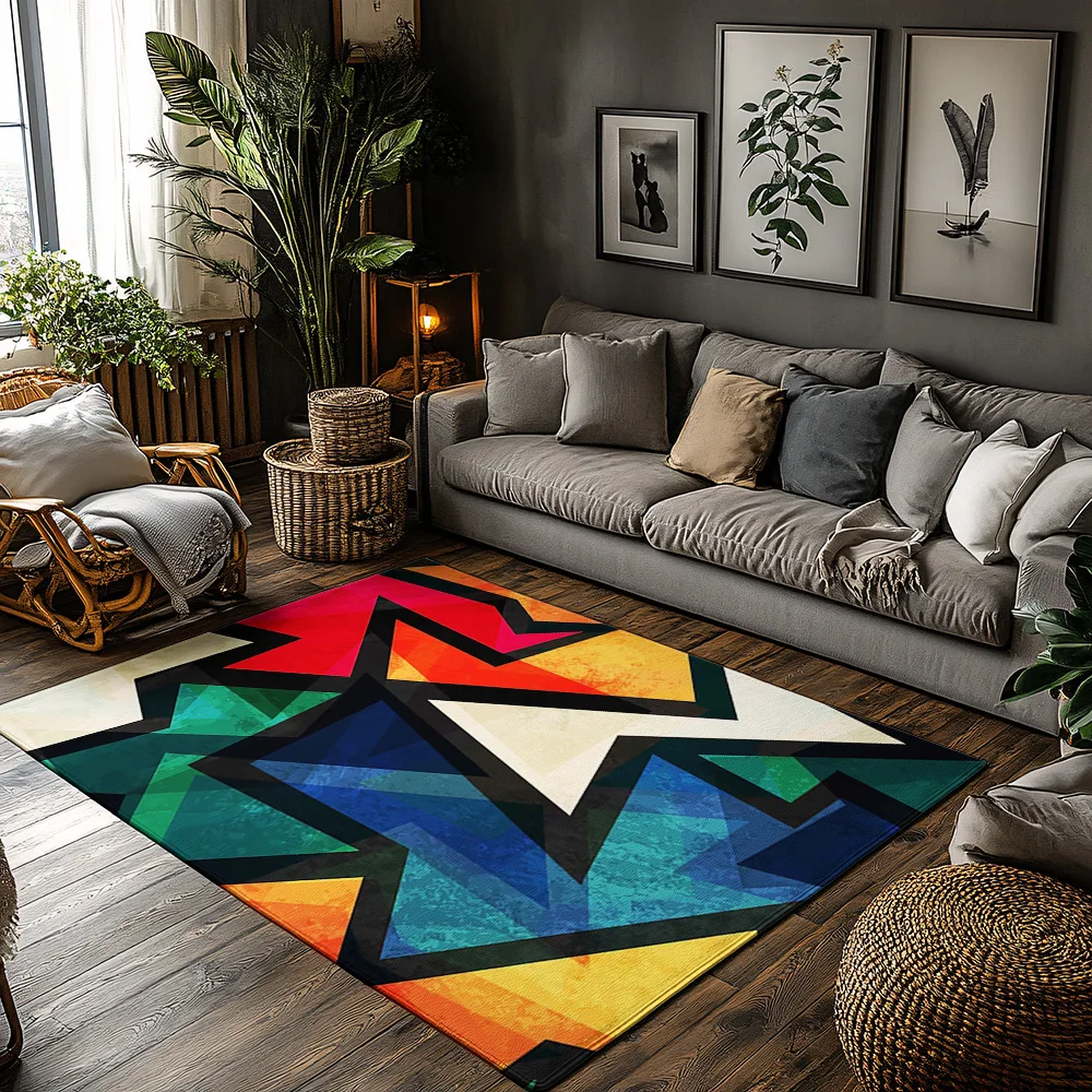 

Geometric Area Rug Modern Abstract Non Slip Floor Mat Living Room Carpet Bedroom Decor Home Accent Rug Stylish Indoor Outdoor Do
