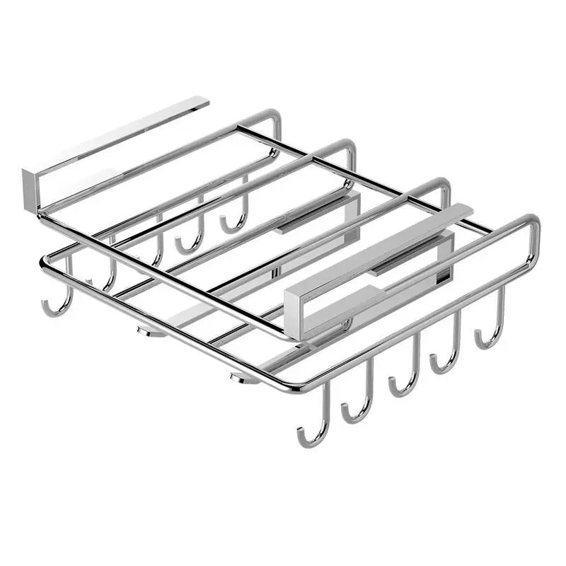 Imagem -05 - Organização Cozinha Gabinete Prateleira de Suspensão Cremalheira de Armazenamento Dobrável sob o Armário para Camadas Pot Lid Tábua de Corte Aço Inoxidável