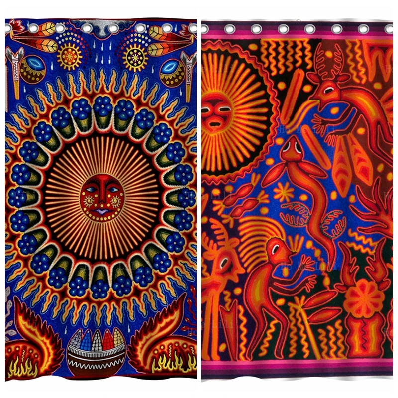 Psychedelic Stunning The Indigenous Huichol People Mexican Indian Art Print String Yarn Painting Shower Curtains By Ho Me Lili