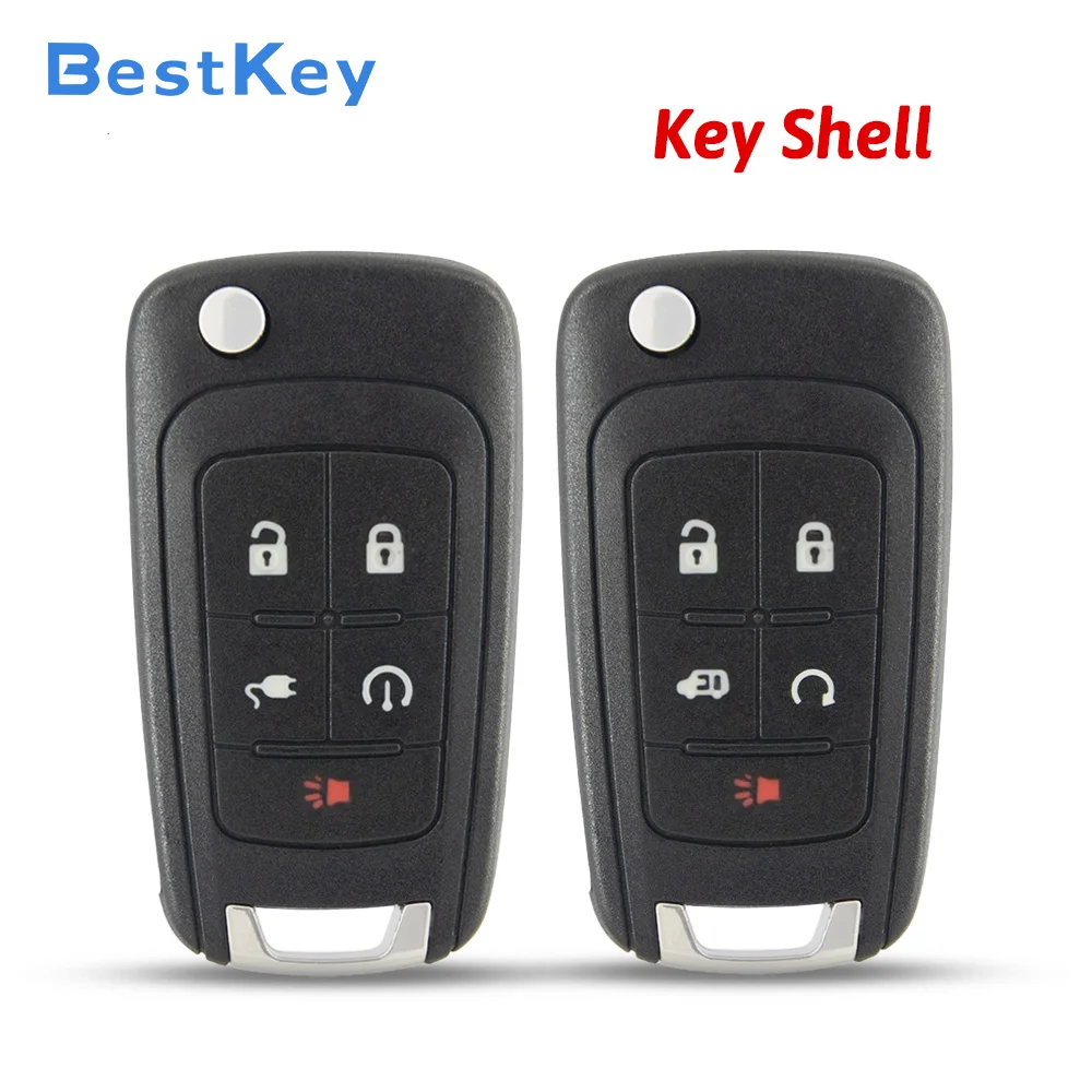 Best Key Flip Remote Key Fob Replacement Case 5 Button Key Housing Compatible With Buick LaCrosse GL8 Chevrolet Volt 2010-2015