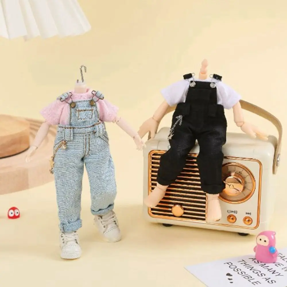 Fashion Doll Princess Pants Cute Kids Toys Jeans Overalls Clothes Casual Wears Doll Straps Denim Trousers for 1/12 Dolls