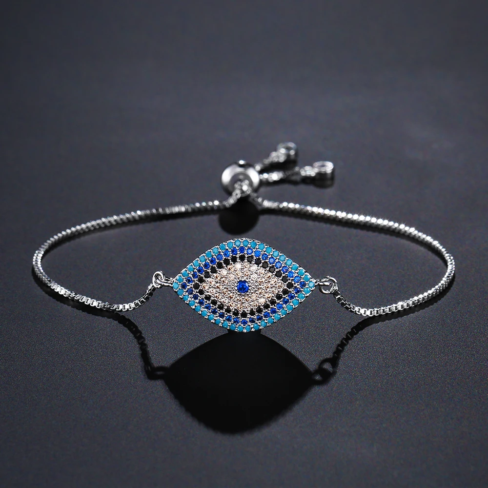 Mafisar 2024 Trendy Turkish Gold Color Evil Eye Bracelet Adjustable AAA CZ Pave Setting Female Luckry Party Jewelry Gift