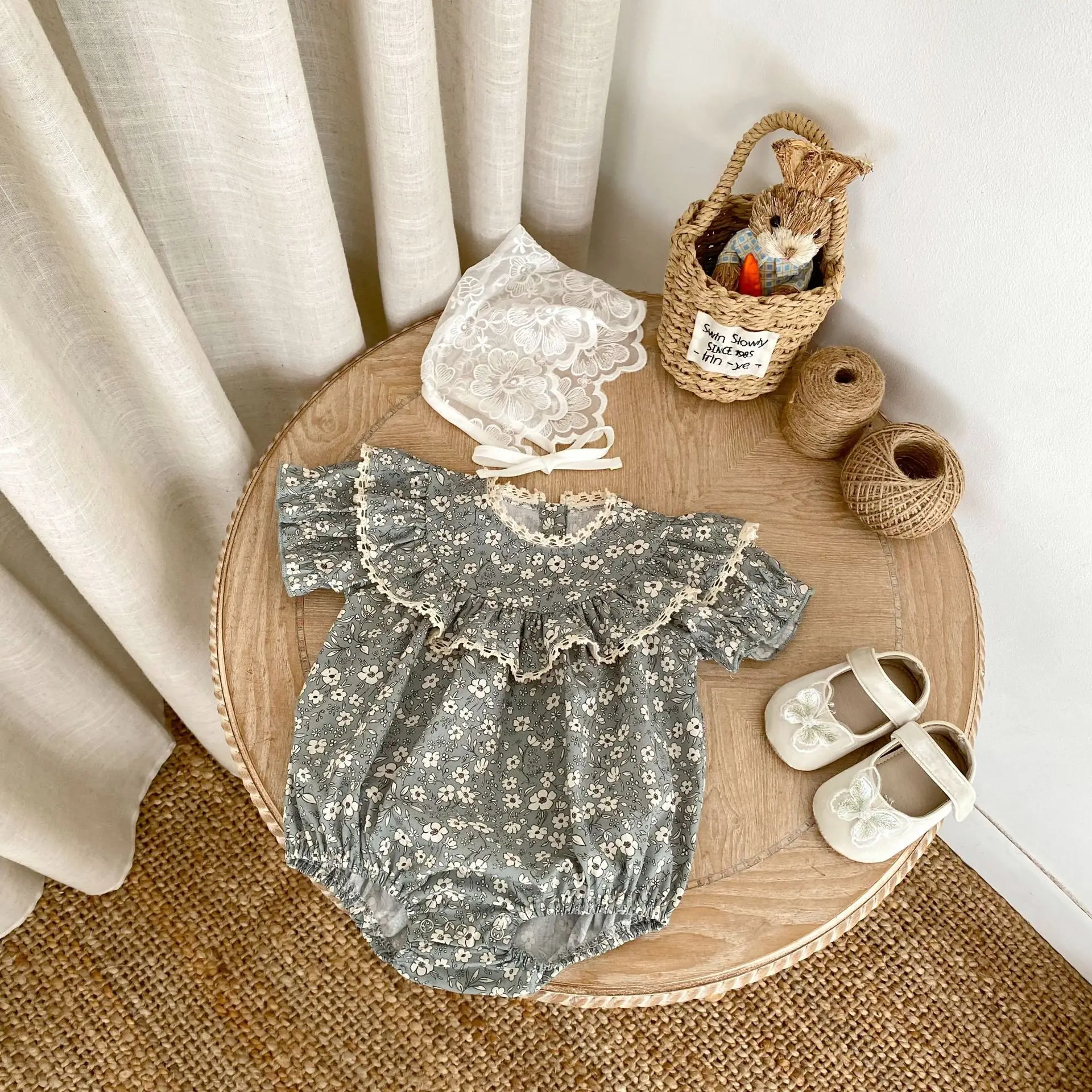 

Summer new baby clothes for 0-3 years old, fashionable baby jumpsuit, cute flower pattern jumpsuit