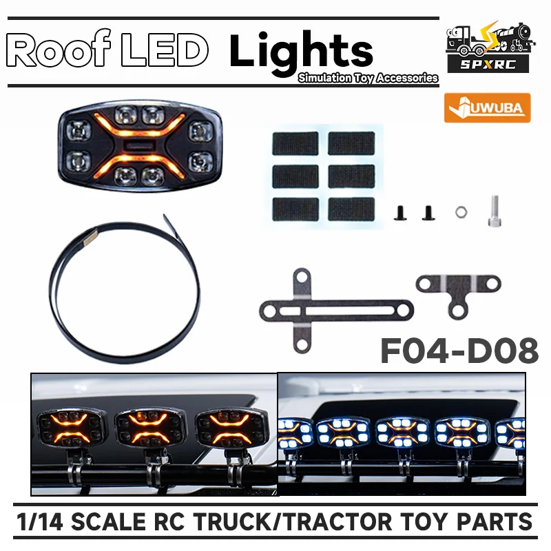LED Roof Lights Lighting F04-D08 Black For 1/14 Tamiyaa RC Dump Truck Tipper Tractor Volvoo FH16 750 JUWUBA DIY Toys Model Parts