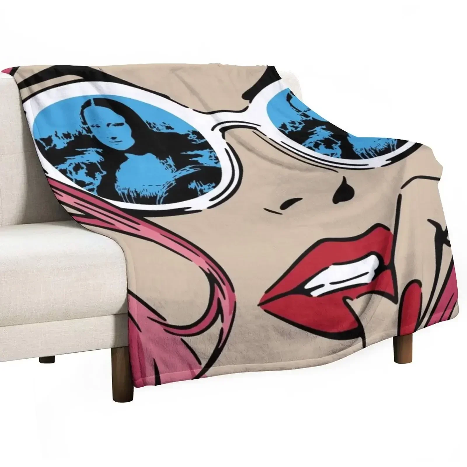 MONA LISA REFLECTIONS PINK Throw Blanket Comforter Blankets For Bed Vintage Extra Large Throw For Sofa Thin Thermal Blankets