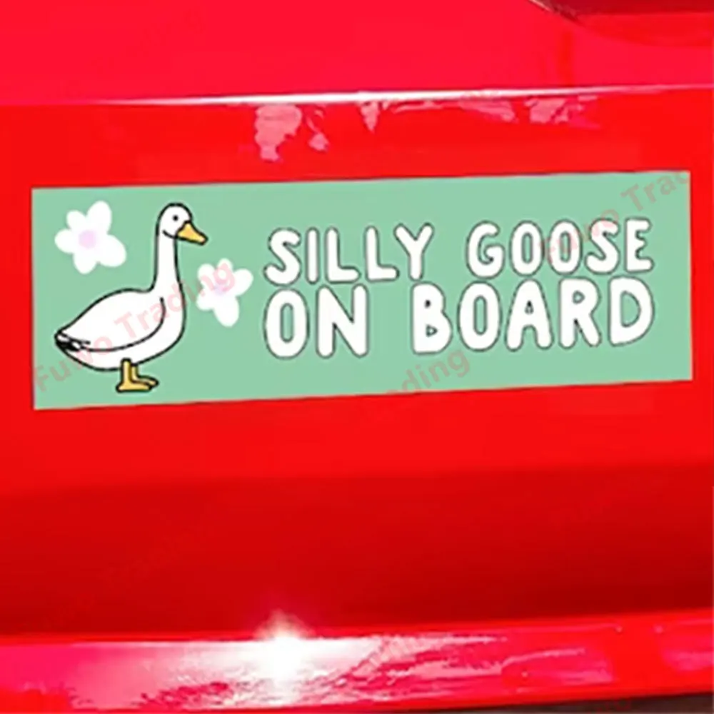 Cartoon Car Sticker White Goose for Car Motorcycle Racing Helmet Laptop Trunk Body Car Window Surfboard PVC Vinyl Decals