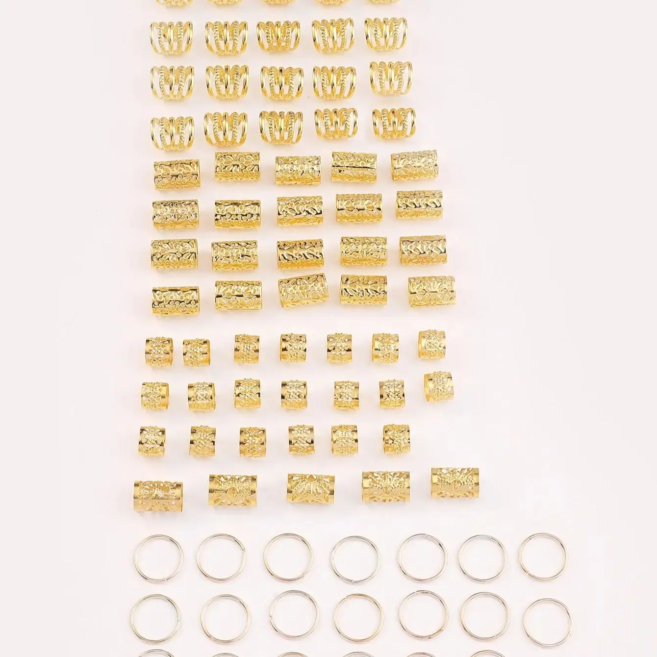 85pcs Hollow Out Hair Ring Accessories,Dreadlocks Beads Hair Braid Rings Clips Dread Locks Hair Braiding Metal Cuffs Decoration