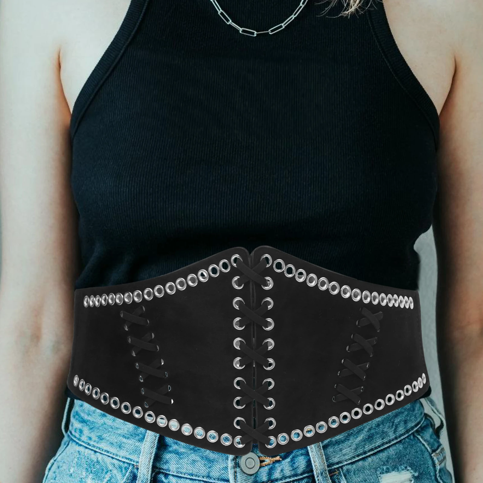 

with Skirt Wide Waistband Women's Decorative Belt Miss Decoration Pu Dress Belts for