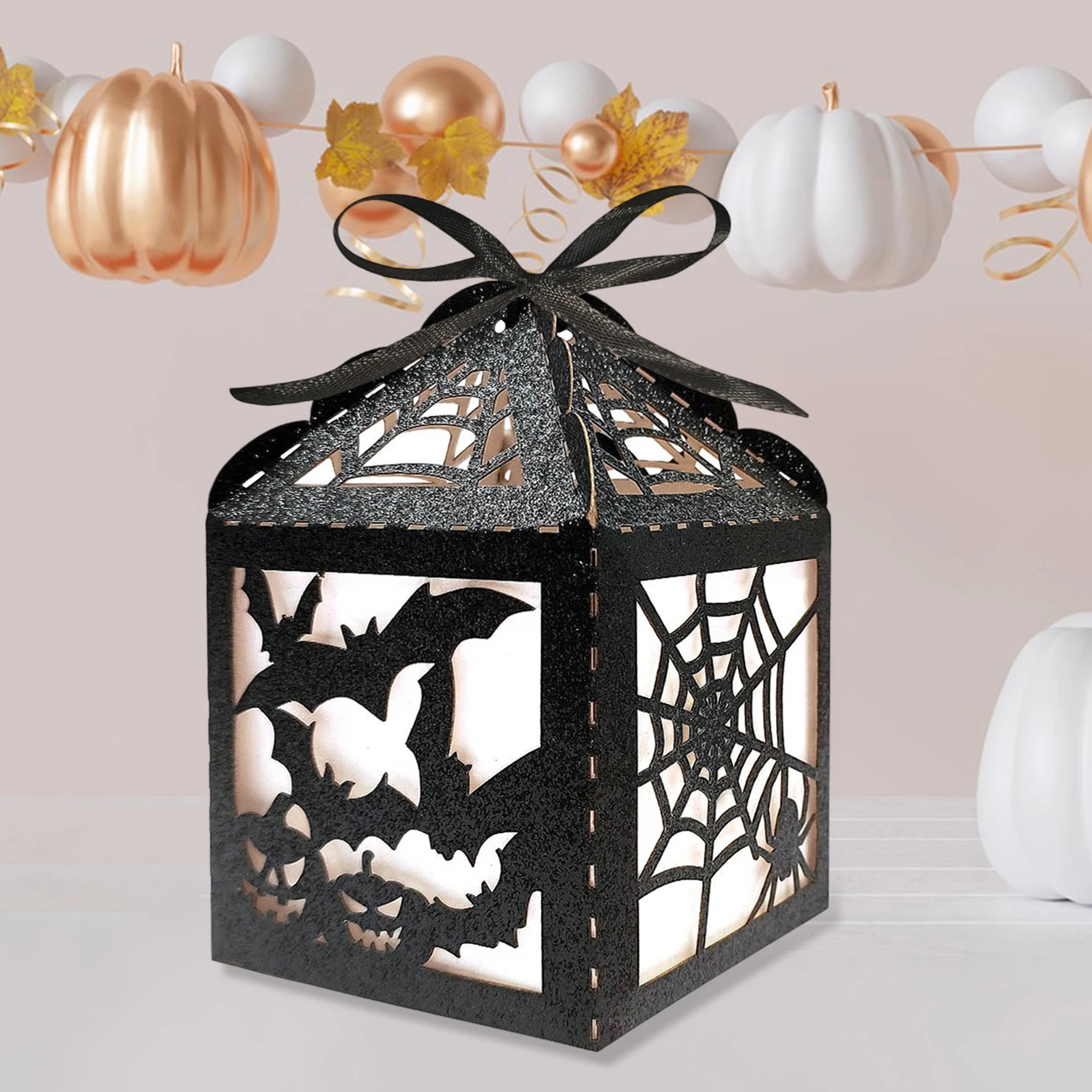 Halloween-Party-Geschenkboxen mit gruseligem Spinnennetz und Fledermaus-Design – perfekt für Snacks, Popcorn- und Süßigkeiten-Leckereien zu Ihrem