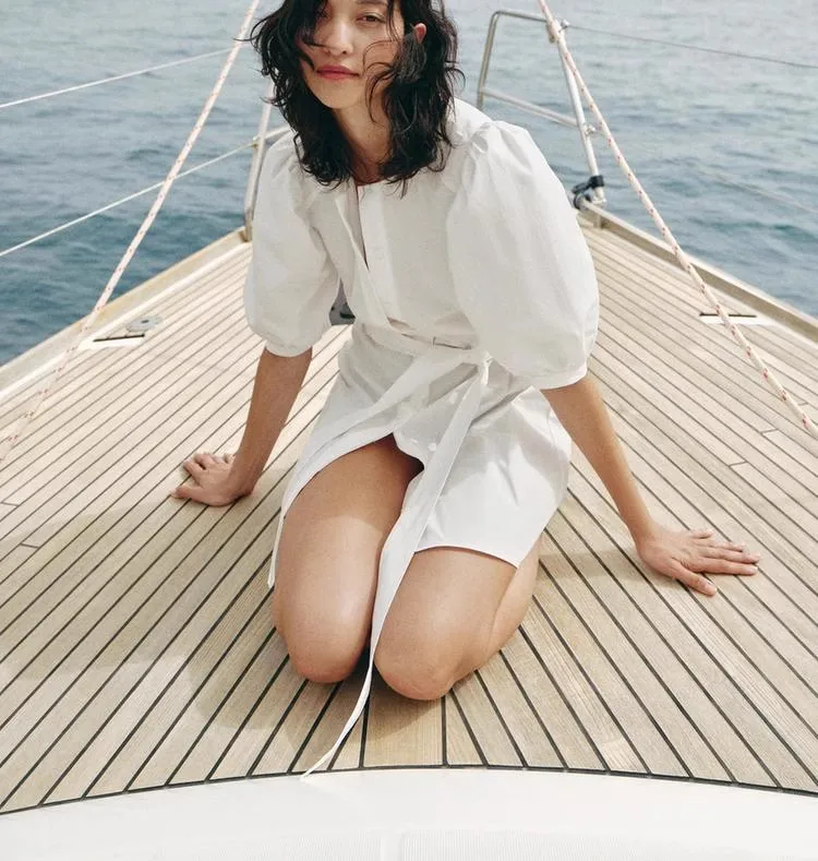 Été 2024 nouveauté femmes Faion polyvalent gonflé Sve Dr trajet Sle v-ne ort Sve autre matériau 00%