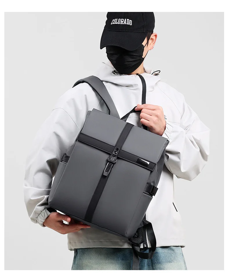 B 2026 Stilvoller Business-Rucksack für Herren, wasserdicht, 14 Zoll, Klapp-Laptop-Rucksack, mehrere Taschen, lässiger Tagesrucksack für Arbeit und Schule – Detail 9